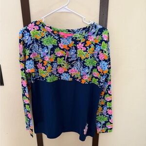 Lilly Pulitzer Finn Top- Disney Navy and Floral Long Sleeve NWT size XS